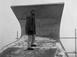 EVENTS BELGIUM .Jacques Moeschal on top of construction Signal Groot Bijgaarden, 1963