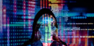 AI Boom: Sky-High Share Prices and the Fear of Missing Out Artificial intelligence concept showing human face merged with computer code and data patterns